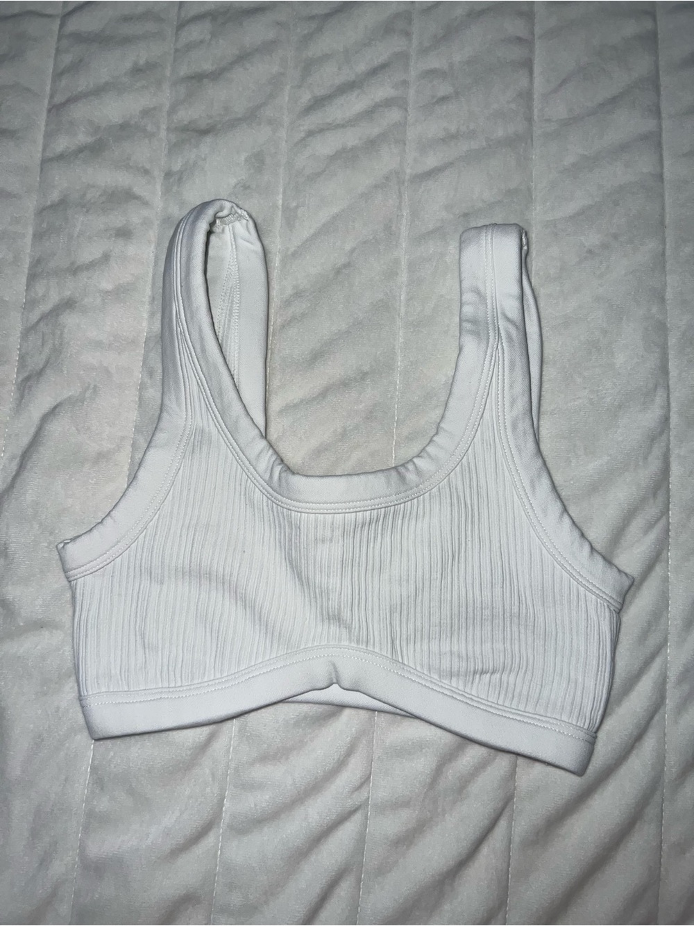 PINK By Victoria’s Secret- White Ribbed Cotton Tank Sports Bra - Women Intimates